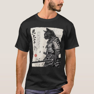 Samurai Kat Japanse Kunst Anime Cadeaus Mannen Vro T-shirt