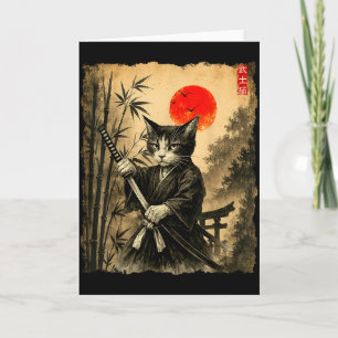 Samurai Kat Japanse Kunst Mannen Jongens Grappig G Kaart