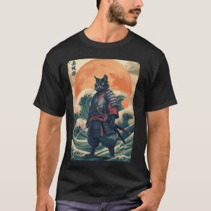 Samurai Kat Japanse Kunst Vintage Ninja Kat 1 T-shirt