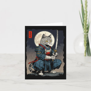 Samurai Kat Japanse Retro Fighter Kat Maan Ukiyo- Kaart