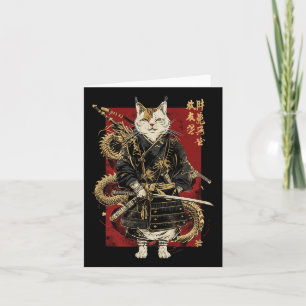 Samurai kat met Japanse draak Kanji Kaart