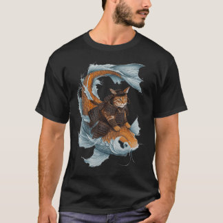Samurai Kat Ninja Esthetiek Japanse Katana Tokio T-shirt