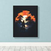 Samurai Katana Japan Ninja Warrior Canvas Afdrukke Afdruk (Insitu (Houten vloer))