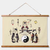 SAMURAI-KATTEN IN SKULL, SKELETON, BUTTERFLY-TATTO HANGEND WANDKLEED (Voorkant)