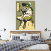 Samurai Kikker: Bewaker van de Lotus Canvas Afdruk (Insitu (Slaapkamer))