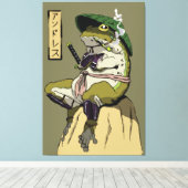 Samurai Kikker: Bewaker van de Lotus Canvas Afdruk (Insitu (Houten vloer))
