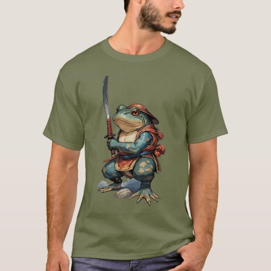 Samurai Kikker Krijger met Katana T-shirt (Voorkant)