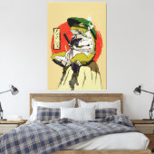 Samurai kikker met rode zon esthetiek canvas afdruk (Insitu (Slaapkamer))