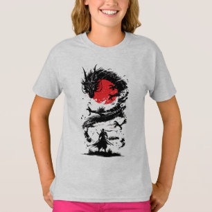 Samurai Krijger en Draak Strijd T-shirt
