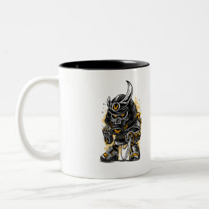 Samurai krijger gasmaskerkunst Felle moderne Sam Tweekleurige Koffiemok