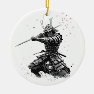 Samurai-krijger in actie Japanse kunst keramiek Keramisch Ornament