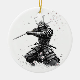 Samurai-krijger in actie Japanse kunst keramiek Keramisch Ornament