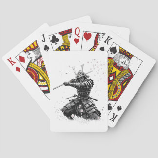Samurai-krijger in actie Japanse kunst keramiek Pokerkaarten