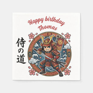 Samurai krijger Japans Anime Chibi spel Verjaardag Servet
