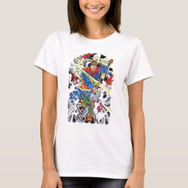 Samurai-krijger met speer-tatoeageontwerp t-shirt