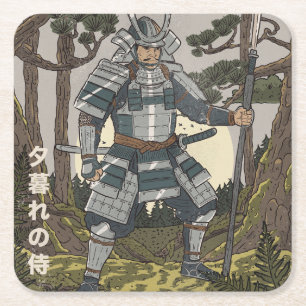 Samurai krijger vierkante kartonnen onderzetter