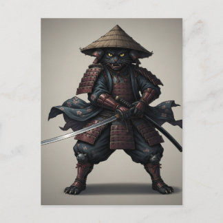 Samurai krijger Zwarte Kat Briefkaart