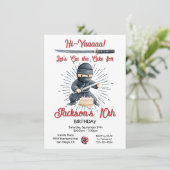Samurai Martial Arts Birthday Cake Invitation (Debout devant)