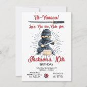 Samurai Martial Arts Birthday Cake Invitation (Devant)