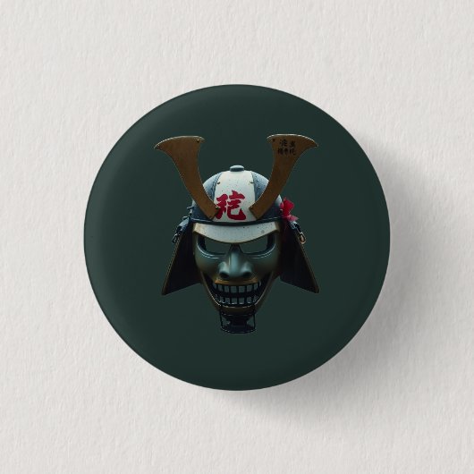 Samurai-masker Ronde Button 3,2 Cm (Voorkant)