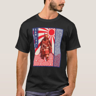 Samurai Master Esthetische Retro Japan Sun T-shirt