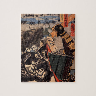 Samurai met een prachtig drakenpatroon legpuzzel