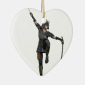 Samurai met twee zinnen naar links keramisch ornament (Rechts)