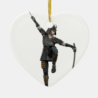 Samurai met twee zinnen naar links keramisch ornament