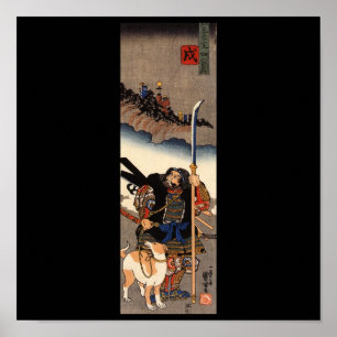 Samurai met zijn hond, ongeveer 1800's poster