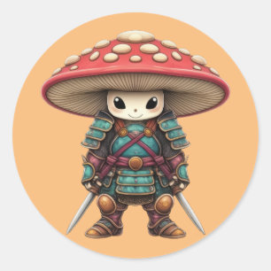 Samurai Mushroom Ronde Sticker