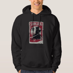 Samurai Ninja Kat Vintage Japanse Houtblok Kunst A Hoodie