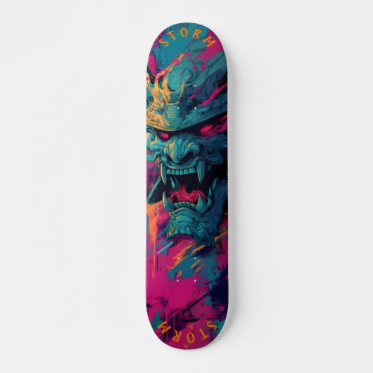 Samurai Oni Mask Graffiti Art – Limited Edition Skateboard (Voorkant)