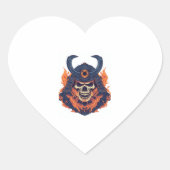 Samurai Oni Skull Hart Sticker (Voorkant)