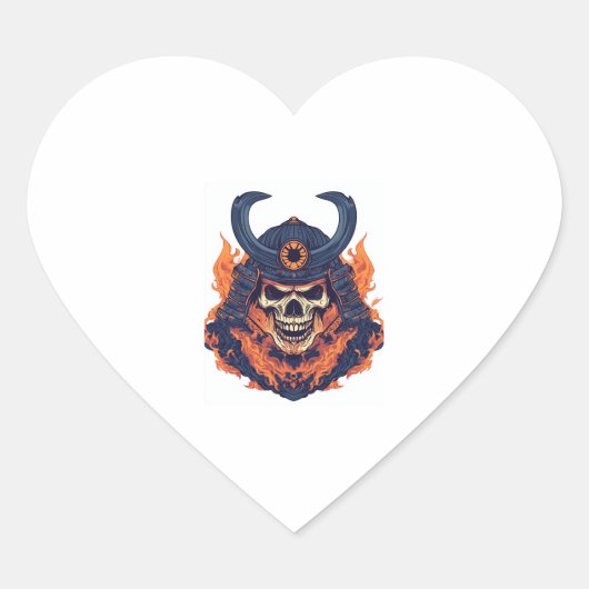 Samurai Oni Skull Hart Sticker (Voorkant)