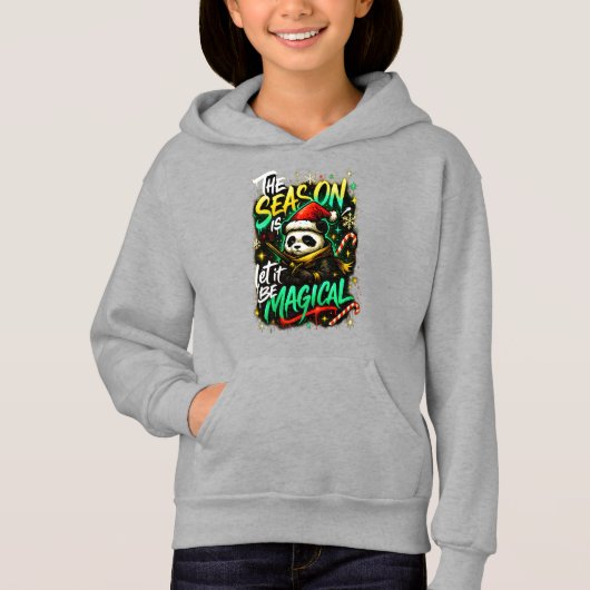 Samurai Panda Filles Sweat à Capuche Magical Noël (Devant)