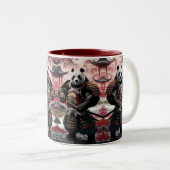 Samurai Panda in het traditionele Chinese landscha Tweekleurige Koffiemok (Voorkant rechts)