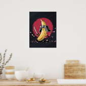Samurai Pixel en banaan kunstwerken Poster (Keuken)