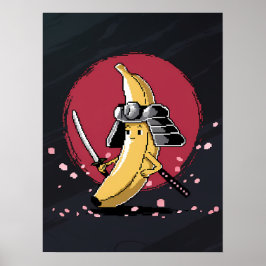 Samurai Pixel en banaan kunstwerken Poster