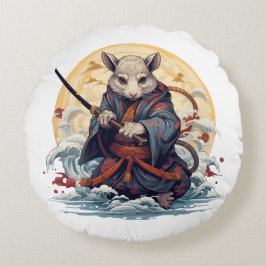 Samurai Rat Throw Pillows Rond Kussen