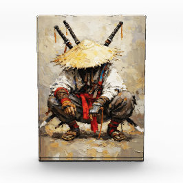 Samurai Resting Palette Knife Orange Impasto Fotoblokken