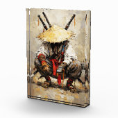 Samurai Resting Palette Knife Orange Impasto Fotoblokken (Rechts)