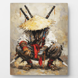 Samurai Resting Palette Knife Orange Impasto Fotoplaat