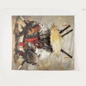 Samurai Resting Palette Knife Orange Impasto Wandkleed (Voorkant (horizontaal))
