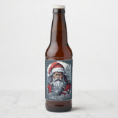 Samurai Santa Warrior Kerstkunstcadeau Bier Etiket (Voorkant)
