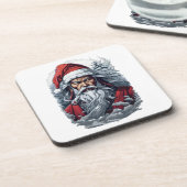 Samurai Santa Warrior Kerstkunstcadeau Bier Onderzetter (Linkerzijde)