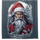 Samurai Santa Warrior Kerstkunstcadeau Douchegordijn (Voorkant)