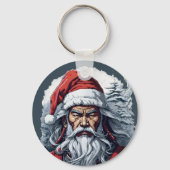 Samurai Santa Warrior Kerstkunstcadeau Sleutelhanger (Achterkant)