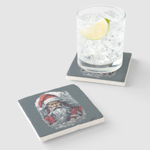 Samurai Santa Warrior Kerstkunstcadeau Stenen Onderzetter
