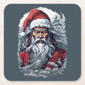 Samurai Santa Warrior Kerstkunstcadeau Vierkante Kartonnen Onderzetter (Voorkant)