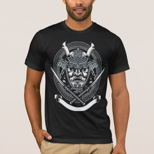 Samurai, schedel illustratie T-Shirt (Voorkant)